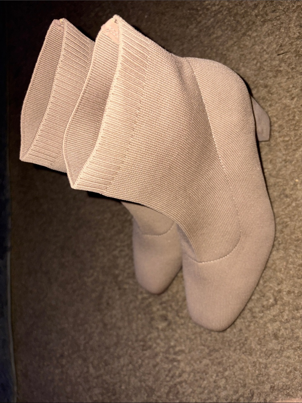 Neutral Knit Sock Ankle Boots - Women's Stretch Tan Booties